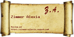 Zimmer Alexia névjegykártya